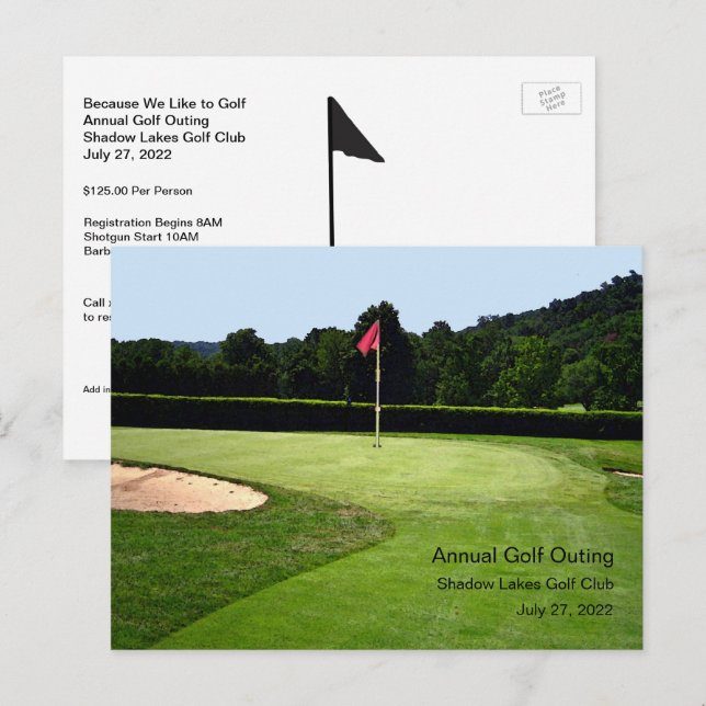 Golf 18th Hole Custom Text Invitation (Front/Back)