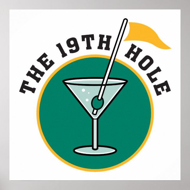 golf 19th hole drink time humour poster (Front)