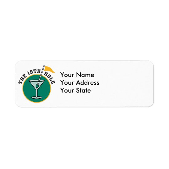 golf 19th hole drink time humour return address label