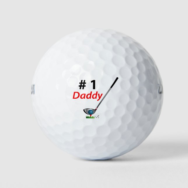 Golf # 1 Daddy Fathers Day Birthday Gift Balls (Front)