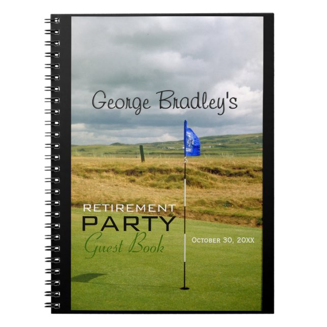 Golf 1 Personalised Retirement Party Guest Book (Front)