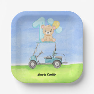 Golf 1st Birthday for baby boy golfer Paper Plate