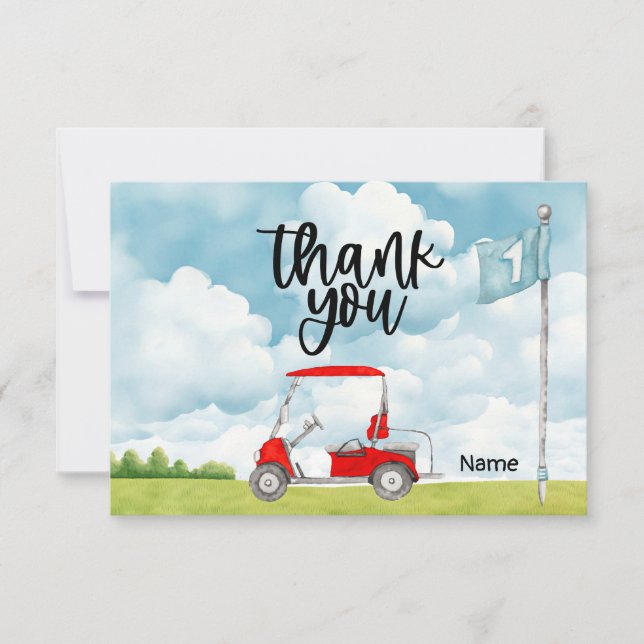 Golf  1st birthday golf party thank you card (Front)