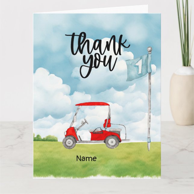 Golf  1st birthday golf party thank you card (Front)