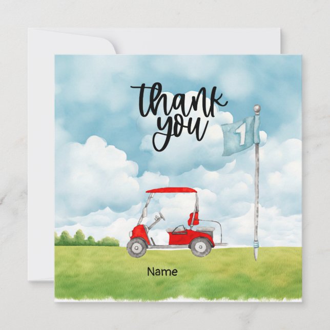 Golf  1st birthday golf party thank you card (Front)