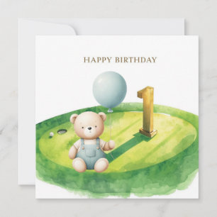 Golf 1st birthday one year old golfer  card