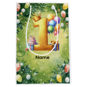 Golf 1st birthday one year old golfer medium gift bag