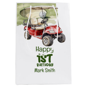 Golf 1st birthday one year old golfer  medium gift bag