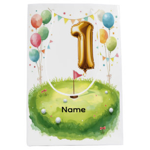 Golf 1st birthday one year old golfer medium gift bag