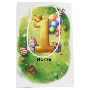 Golf 1st birthday one year old golfer medium gift bag