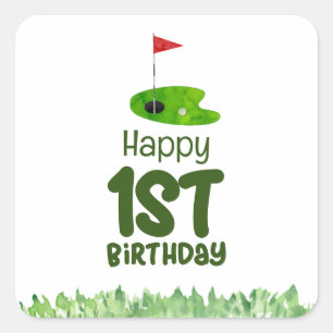Golf 1st birthday one year old golfer  square sticker
