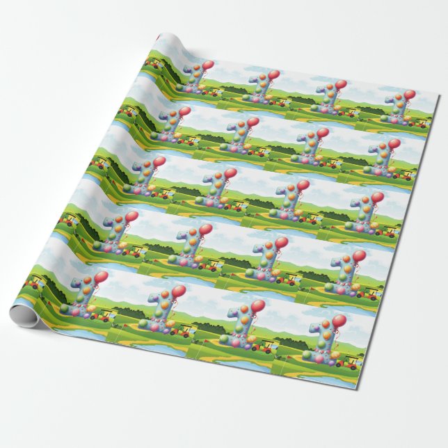 Golf 1st birthday one year old golfer with cart wrapping paper (Unrolled)