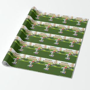 Golf 1st birthday one year old golfer with cart wrapping paper