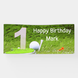 Golf 1st birthday one year old golfer with number banner
