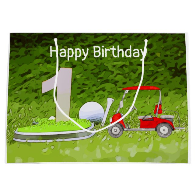 Golf 1st birthday one year old golfer with number large gift bag (Front)