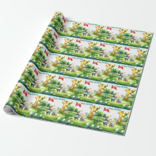 Golf 1st birthday one year old golfer with number wrapping paper