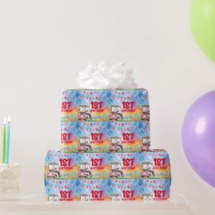Golf 1st birthday one year old golfer wrapping paper