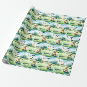 Golf 1st birthday one year old golfer wrapping paper
