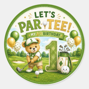 Golf 1st Birthday Party  Classic Round Sticker