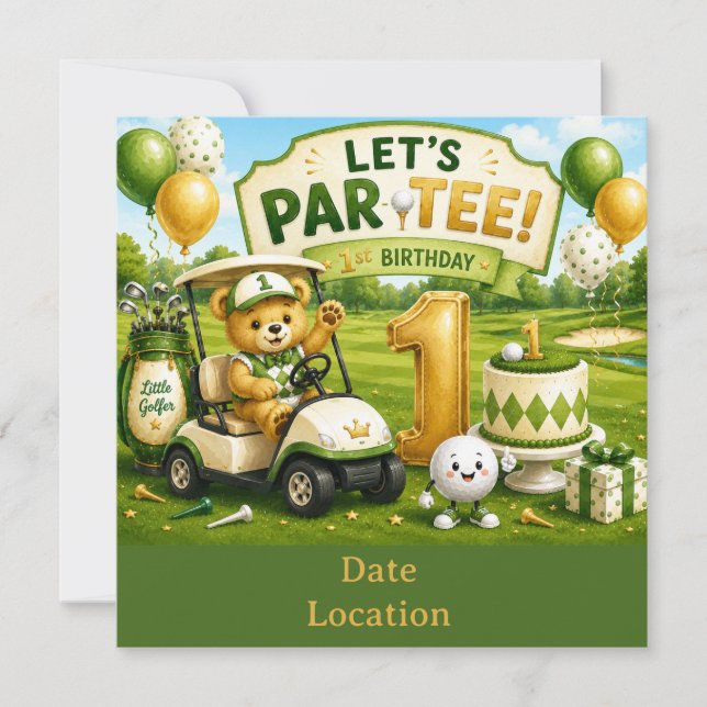 Golf 1st Birthday Party  Invitation (Front)