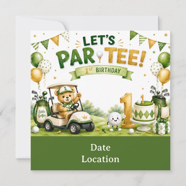 Golf 1st Birthday Party  Invitation (Front)