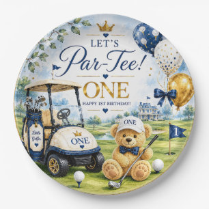 Golf 1st Birthday Round with Golf Cart Paper Plate