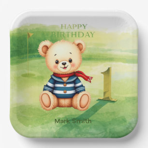 Golf 1st Birthday themed on Putting Green Paper Plate