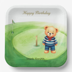 Golf 1st Birthday themed on Putting Green Paper Plate