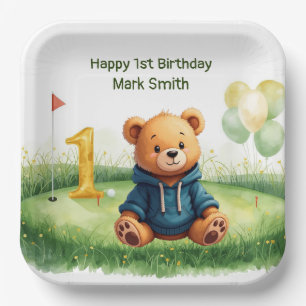 Golf 1st Birthday themed on Putting Green Paper Plate