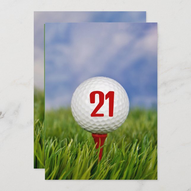 Golf 21st Birthday Party  Invitation (Front/Back)