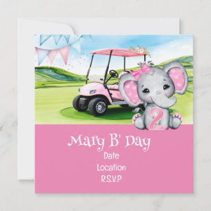 Golf 2nd Birthday for Girl Pink themed Save The Date