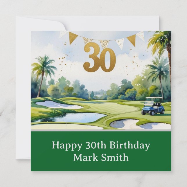 Golf 30th Birthday on golf course Card (Front)