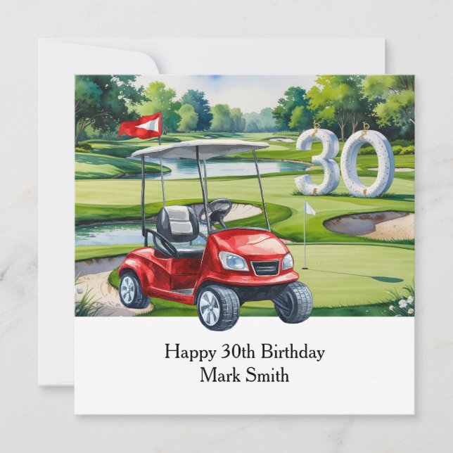 Golf 30th Birthday on golf course Card (Front)