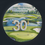 Golf 30th Birthday on golf course Paper Plate<br><div class="desc">Golf 30th Birthday on golf course Paper Plates</div>