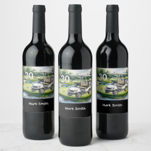 Golf 30th Birthday on golf course  Wine Label