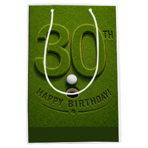 Golf 30th Birthday on Putting Green Medium Gift Bag