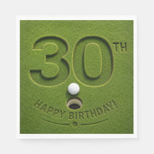 Golf 30th Birthday on Putting Green Napkin