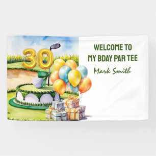 Golf 30th Birthday Par tee party with number Banner