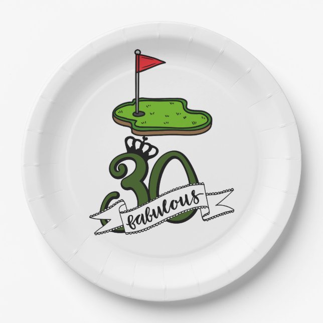 Golf 30th Birthday Par tee thirty party   Paper Plate (Front)