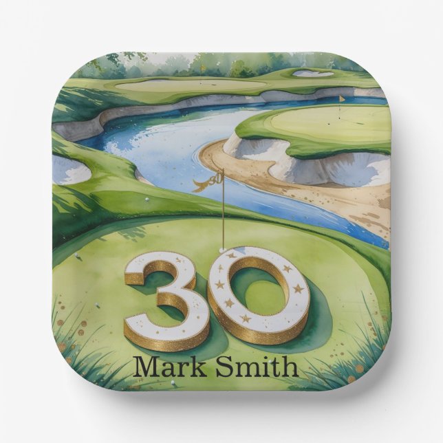 Golf 30th Birthday Par tee thirty party   Paper Plate (Front)
