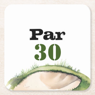 Golf 30th Birthday Par tee thirty party Square Paper Coaster