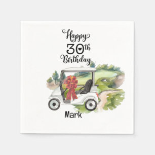 Golf 30th Birthday Par tee thirty party watercolor Napkin