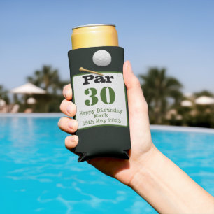 Golf 30th Birthday with golf ball on green grass Seltzer Can Cooler