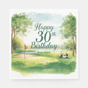 Golf 30th Birthday with golf cart on green Napkin