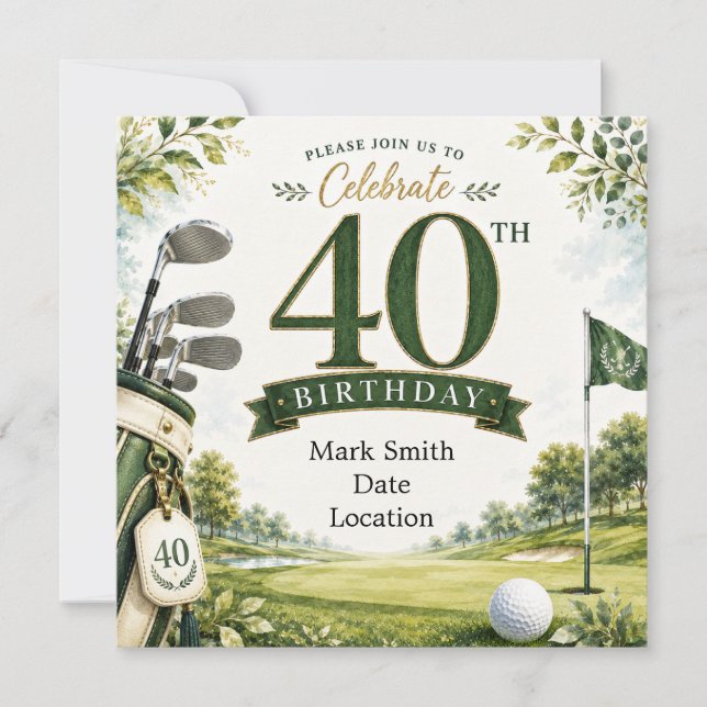 Golf  40th Birthday  Invitation (Front)