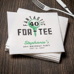 Golf 40th Birthday Party Fantastic For-Tee White Napkin<br><div class="desc">White,  green and black golf themed 40th birthday party napkins with funny phrase Fantastic For-Tee.</div>