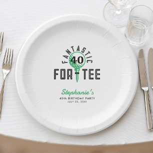 Golf 40th Birthday Party Fantastic For-Tee White Paper Plate