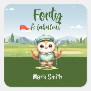 Golf  40th birthday party golfer birthday square sticker