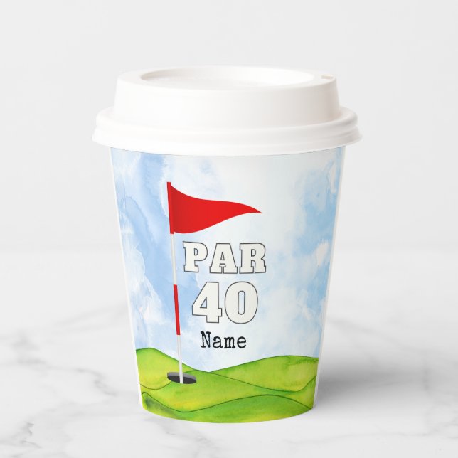Golf 40th Birthday to golfer with golf flag  Paper Cups (Front)