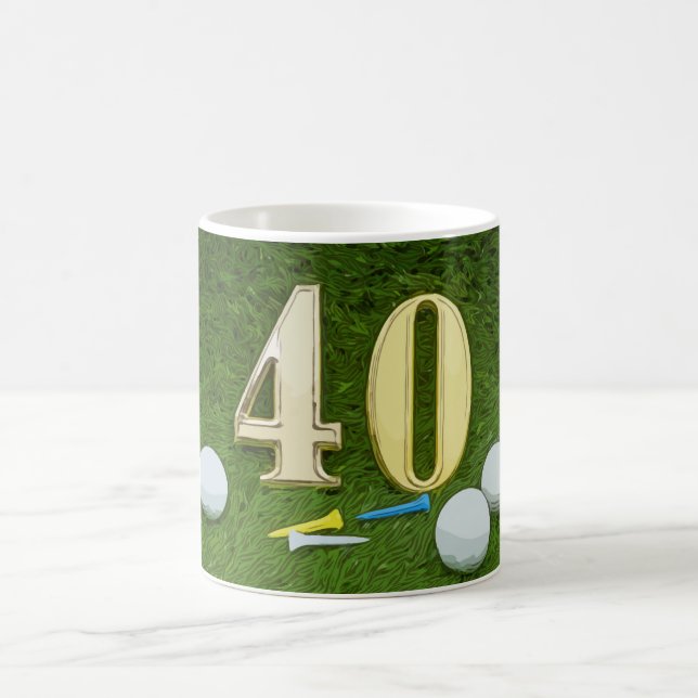Golf 40th Birthday with golf ball and tee on green Coffee Mug (Center)
